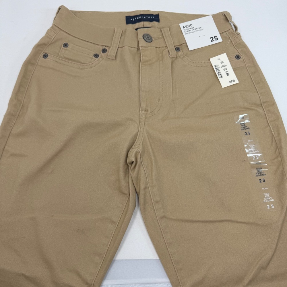 Aeropostale Womens High Rise Curvy Jegging Khaki Tan Stretch Pants 2S NWT 6534